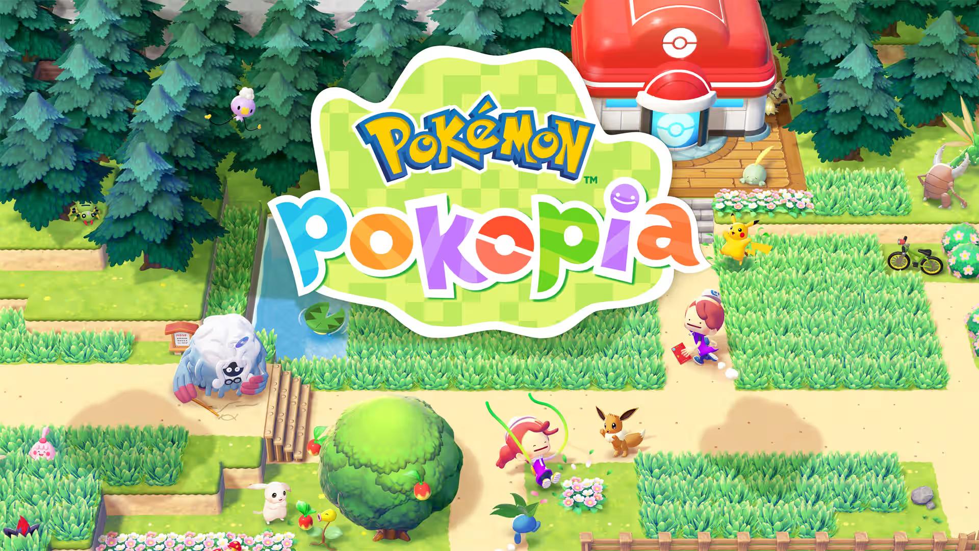 Títutlo del juego que ha sido muy memeado por un generado, cada letra es de un color y de fondo cosas a lo primera generación de pokémon en modo 3D
